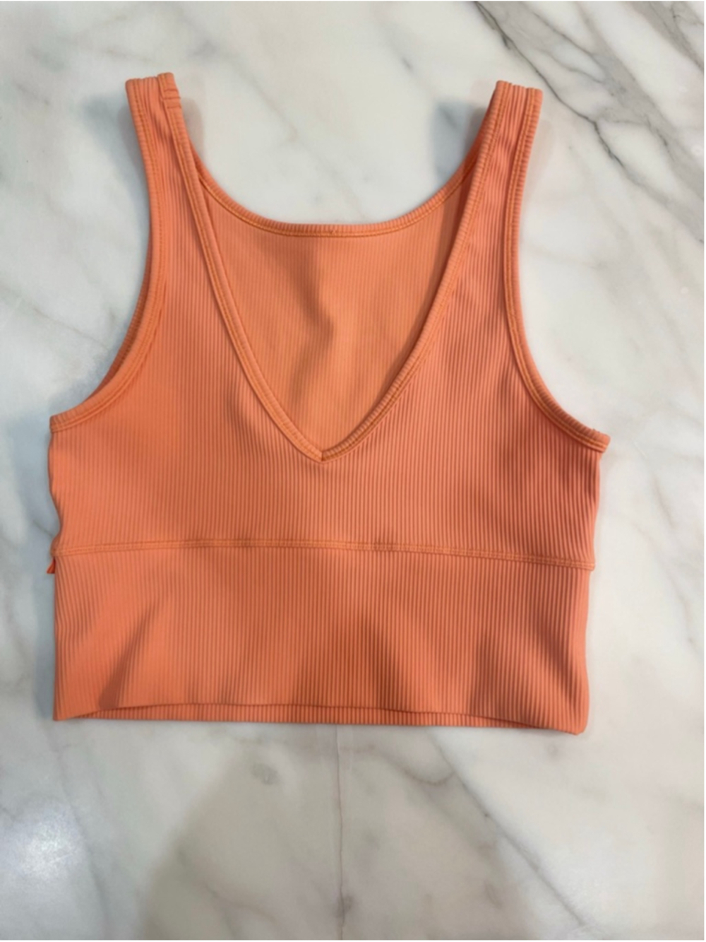 Lululemon Power Pivot Ribbed Tank Reversible 6 Orange Ribbed Workout - Picture 6 of 7